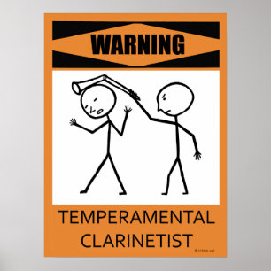 Affiche capricieuse d'avertissement de Clarinetist