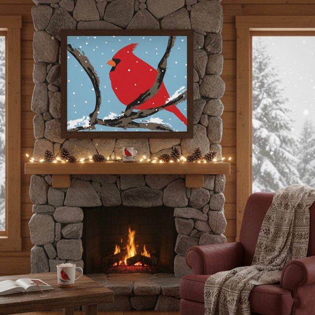 Affiche Cardinal Rouge Sur Une Branche (Créateur téléchargé)