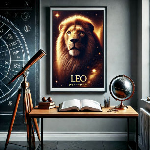 Affiche céleste du zodiaque Lion Leo