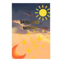 Affiche céleste Soleil et Lune | Impression d'art