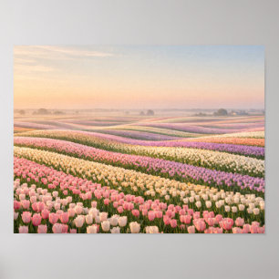 Affiche Champs de Tulipes Pastel - Fleur de Printe