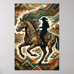 Affiche Cheval et Cavalier Art Déco - Ouest Géomét
