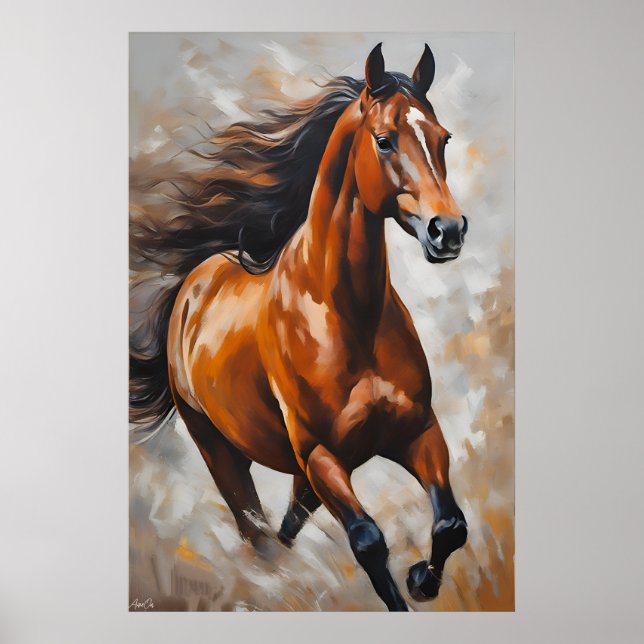 Affiche | Cheval | Style de peinture à l'huile (Devant)