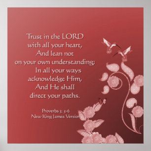 Affiche chrétienne avec des fleurs et des oiseaux 