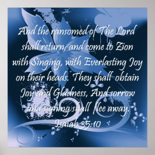 Affiche chrétienne avec le 35:10 d'Isaïe de vers