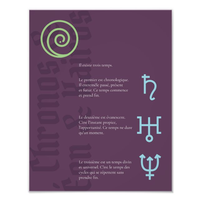 Affiche Chronos, Éon & Kairos Fotodruck (Vorne)