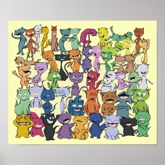 Affiche Cinquante Chats Heureux (Devant)