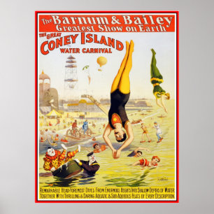 Affiche Cirque Barnum & Bailey Water Coney Island