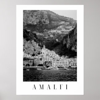 Affiche classique d'Amalfi noir et blanc