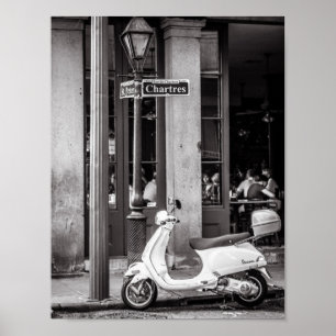 Affiche classique Paris France de scooter