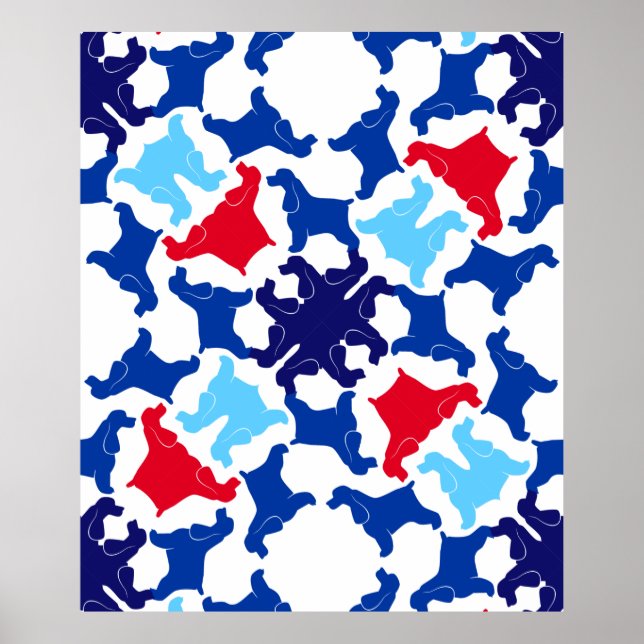 Affiche Cocker Spaniel bleu et rouge (Devant)