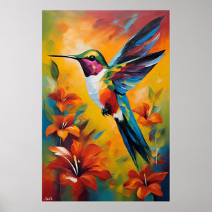 Affiche Colibri Style de peinture à l'huile