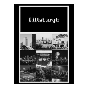 Affiche - collage de photo de Pittsburgh B&W