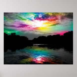 Affiche colorée de ciel et d'eau