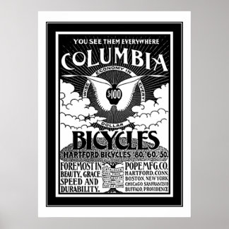 Affiche Columbia Bicycles 1886 Publicité