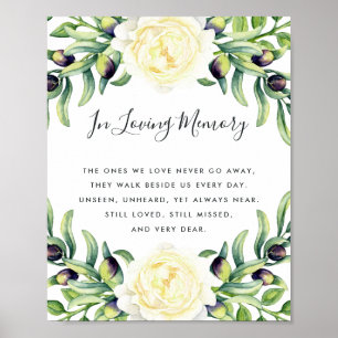 Affiche commémorative de mariage Roses et Olives