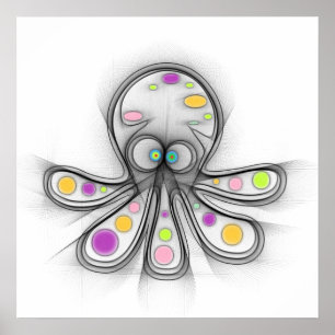 Affiche confuse de pieuvre mignonne