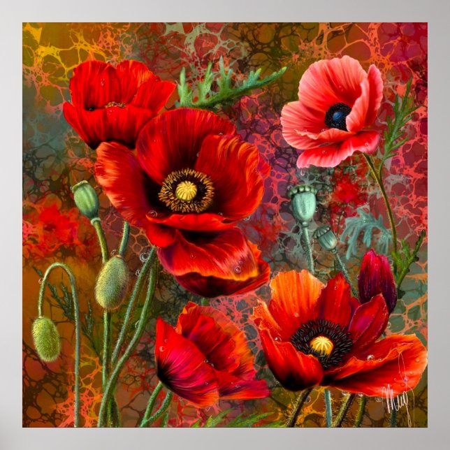 Affiche Coquelicots Rouges (Devant)