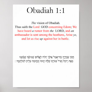 Affiche corrigée du roi Jams Obadiah 1:1