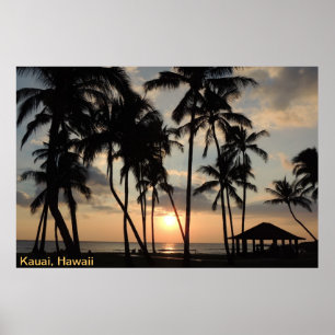 Affiche - coucher du soleil de plage d'Hawaï