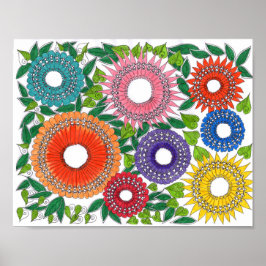 affiche couleur art warli