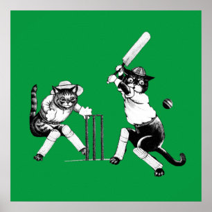 Affiche cricketing drôle de chat