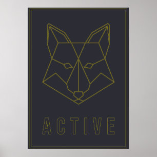Affiche d'affirmation active origami renard jaune