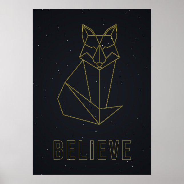 affiche d'affirmation de soi-même origami renard j (Devant)
