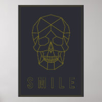 Affiche d'affirmation du crâne en origami jaune. s