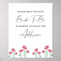 Affiche d'aide florale pour la mariée occupée