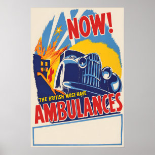 Affiche d'ambulance britannique Propagande de guer