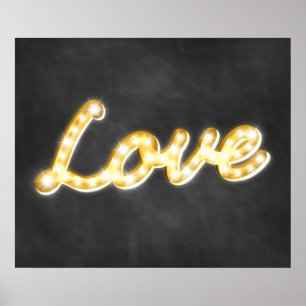 Affiche d'amour aux lumières de marquise vintage -