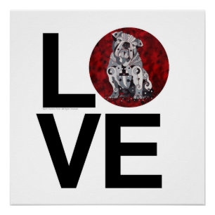 Affiche d'amour de chien de Taureau