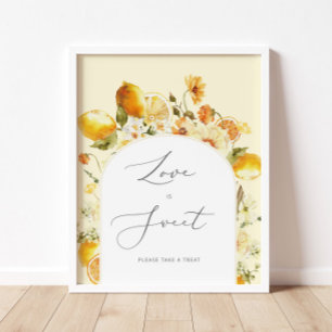 Affiche d'amour de citron floral doux