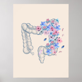 Affiche d'anatomie de l'intestin médical floral