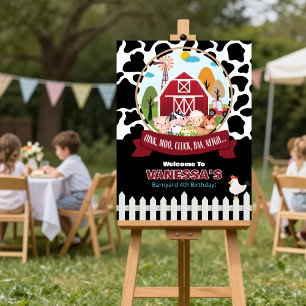 Affiche d'anniversaire de bienvenue à la ferme