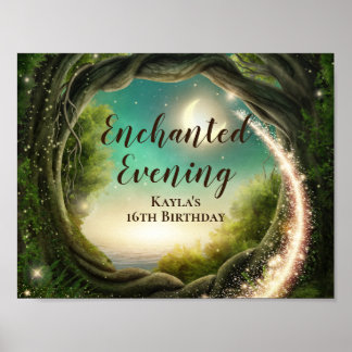 Affiche d'anniversaire enchantée le soir