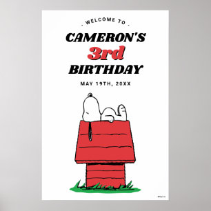 Affiche d'anniversaire Peanuts Snoopy niche pour c