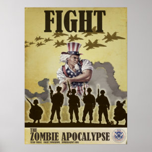 Affiche d'apocalypse de zombi de combat