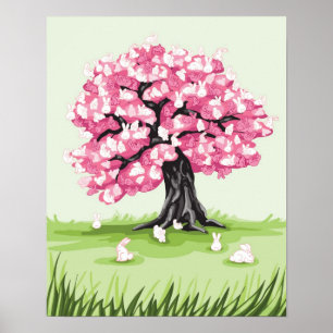 Affiche d'arbre de fleur de lapin