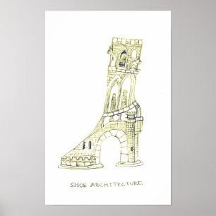 Affiche d'architecture de chaussure (Sépia)