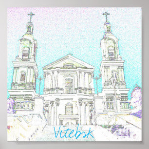 Affiche d'architecture d'église de Vitebsk Bélarus