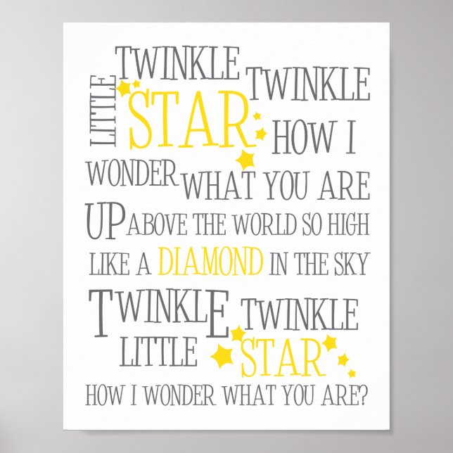 AFFICHE D'ART 20X25 CM TWINKLE TWINKLE LITTLE STAR (Devant)