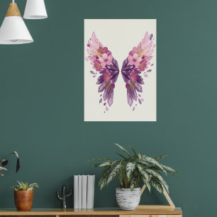Affiche d'art à l'aquarelle aux ailes d'ange flora
