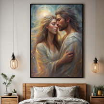 Affiche d'art à l'huile Rêveuse Romantique Amants