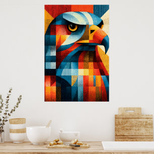 Affiche d'art abstrait Art Déco Eagle géométrique