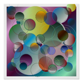 Affiche d'art abstrait de cercles dimensionnels
