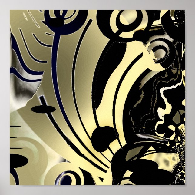 Affiche d'art abstrait Nuit dorée (Devant)