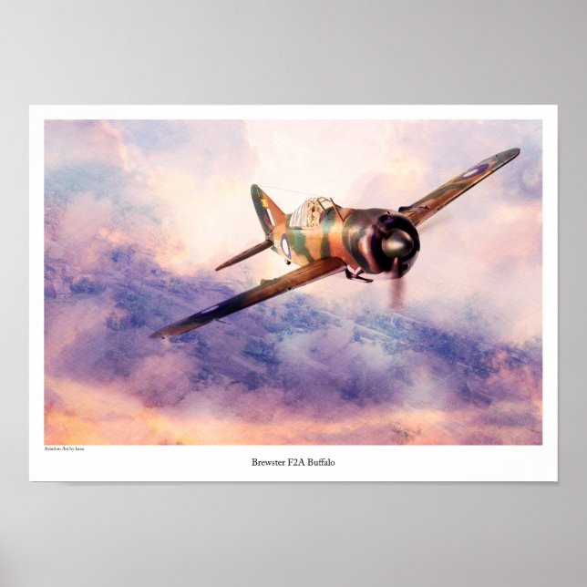 Affiche d'art aéronautique "Brewster F2A Buffalo" (Devant)