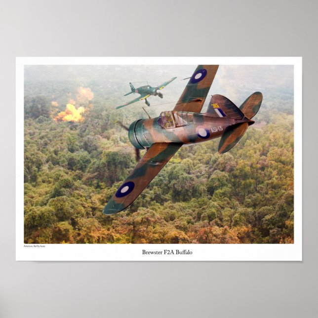 Affiche d'art aéronautique "Brewster F2A Buffalo" (Devant)